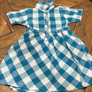 Ruffle Butts Blue and White Plaid Kids Dress